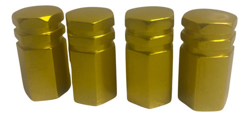 Tampa De Válvula Pneu Carro Sextavada Grande 4pçs - Amarelo