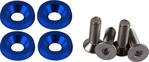 Parafuso / Anilha Placa Carro Anodizado - Azul