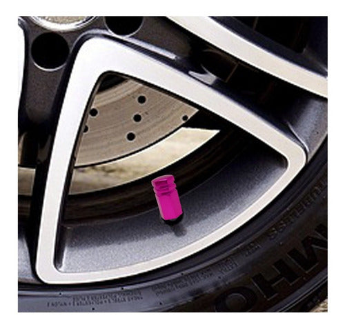 Tampa De Válvula Pneu Carro Sextavada Grande 4pçs - Rosa