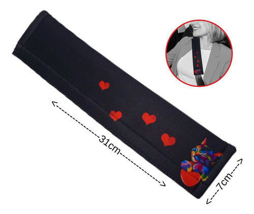 Protetor Cinto Segurança Adulto E Infantil  Gato Coração