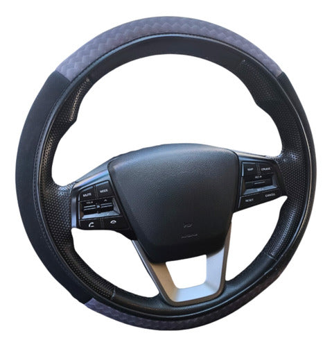 Capa De Volante Em Neoprene Preto - Cinza