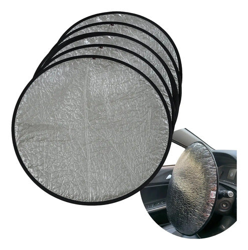 Kit 10un Capa De Volante Metalizada Protetor Solar Carro Prateado