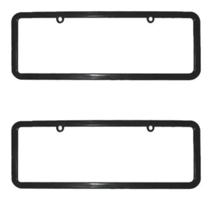 Moldura De Placa Carro Mercosul -universal Preta Lisa - Par