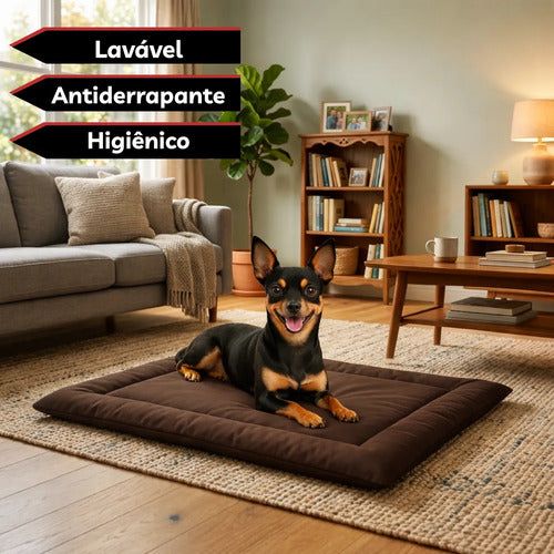 Colchonete Caminha Pet Almofada Cachorro Gato Porte Pequeno Marrom Liso
