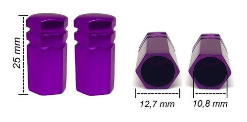 Tampa Válvula Pneu Carro Sextavada Grande - 4pc Várias Cores