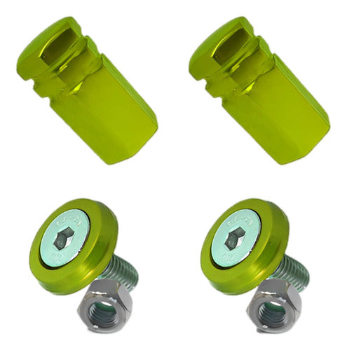 Anilha Placa + Tampa De Válvula Moto Sextavada - Verde