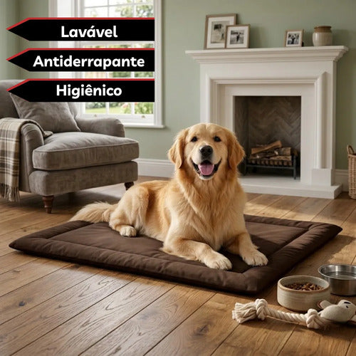 Caminha Pet Colchonete Almofada Cachorro Gato Porte Grande G Marrom Liso