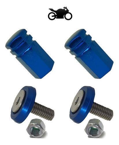 Kit Moto Parafuso De Placa E Tampa Válvula Sextavada - Azul