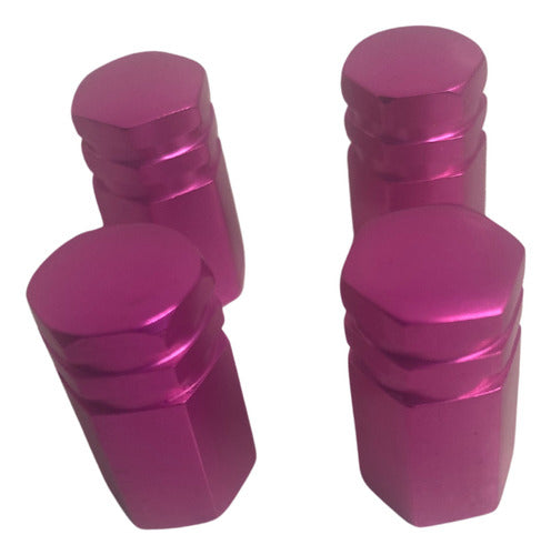 Tampa De Válvula Pneu Carro Sextavada Grande 4pçs - Rosa