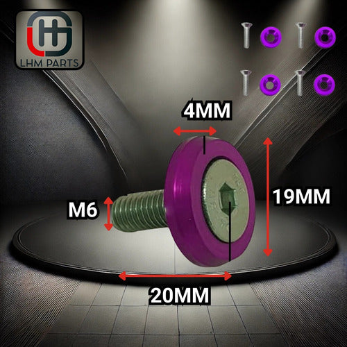 Parafuso / Anilha Placa Carro Anodizado - Roxo