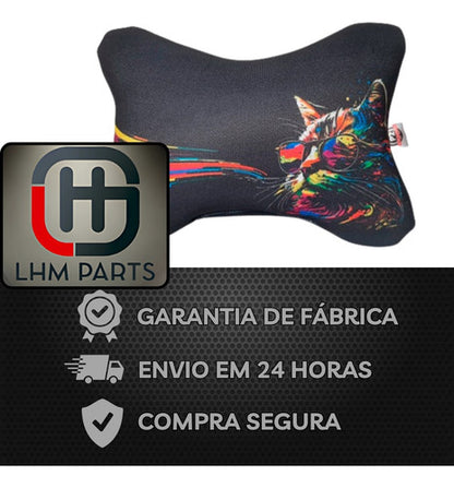 Almofada Apoio Cervical De Pescoço Para Carro - Gato Óculos