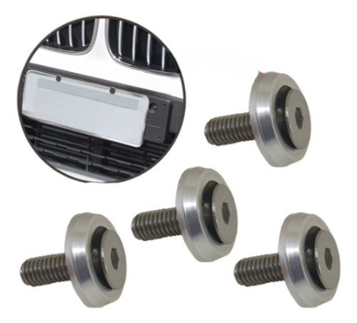 Parafuso / Anilha Placa Carro  Moto Anodizado - Prata