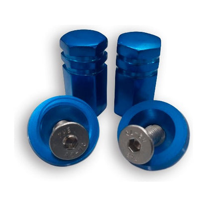 Kit Moto Parafuso De Placa E Tampa Válvula Sextavada - Azul