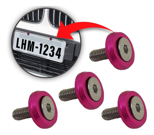 Parafuso / Anilha Placa Carro Anodizado - Rosa