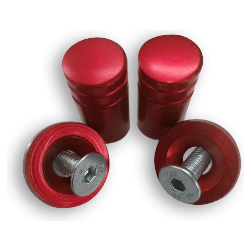 Parafuso De Placa + Tampa De Válvula Moto Redonda - Vermelho