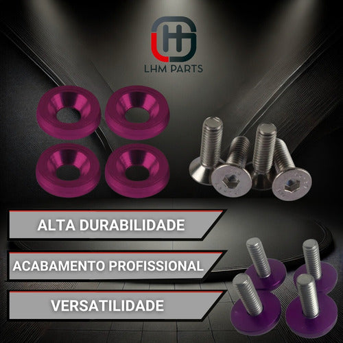Parafuso / Anilha Placa Carro Anodizado - Roxo