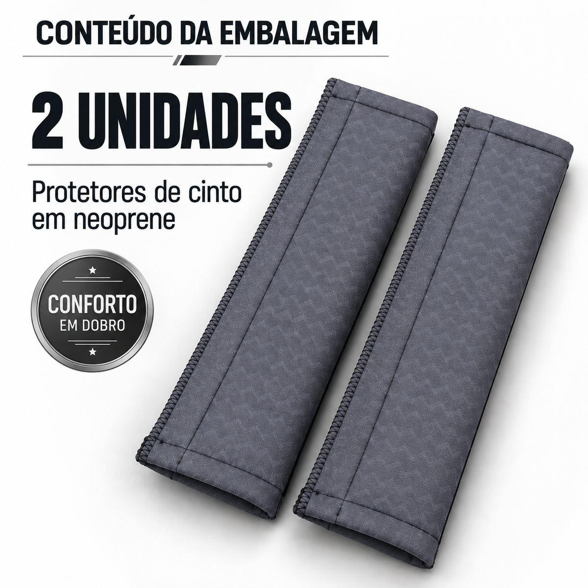 Capa Protetor de Cinto de Segurança em Neoprene - Kit Com 2 Unidades