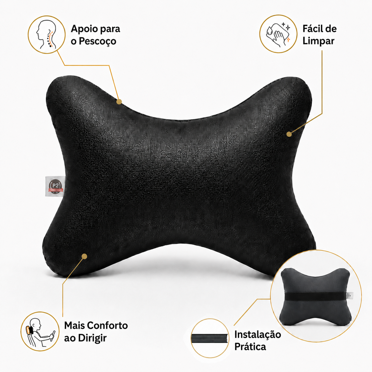 Kit 2 Almofadas Apoio De Cabeça e Pescoço Em Courvin