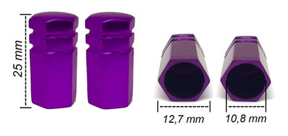 Tampa De Válvula Pneu Carro Sextavada Grande 4pçs - Roxo