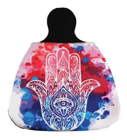 Lixeirinha De Carro Em Neoprene - Lixocar - Hansa Mão De Fátima Estampado Com Fundo Preto