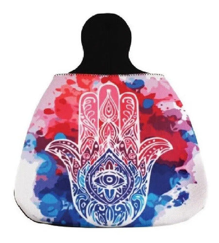 Lixeirinha De Carro Em Neoprene - Lixocar - Hansa Mão De Fátima Estampado Com Fundo Preto