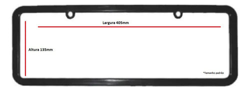 Moldura De Placa Carro Mercosul -universal Preta Lisa - Par