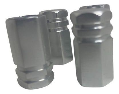 Tampa De Válvula Pneu Carro Sextavada Grande 4pçs - Prata