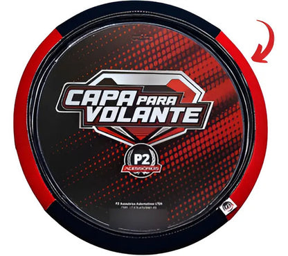 Capa De Volante Em Neoprene Preto - Vermelho