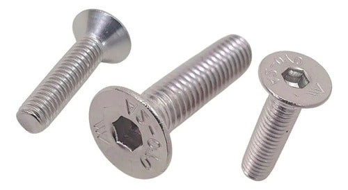 Parafuso Allen Inox Com Cabeça Conica Chata M6 X 20mm 50 Pçs