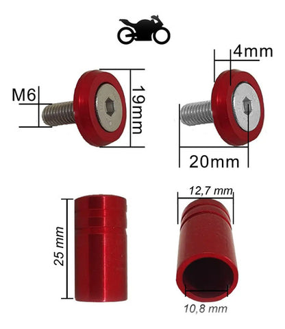 Kit Moto Parafuso De Placa E Tampa Válvula Redonda - Vermel