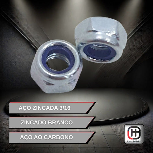 Porca Sextavada Parlock Zincada M5 Classe 6 Chave 8 -100 Pçs