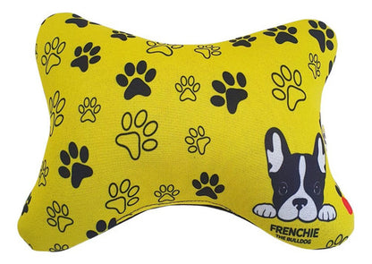 Almofada Apoio Cervical De Pescoço P Carro Bulldog Amarelo