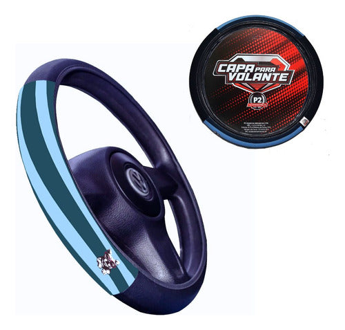 Capa De Volante Em Neoprene Preto - Bull Dog Azul