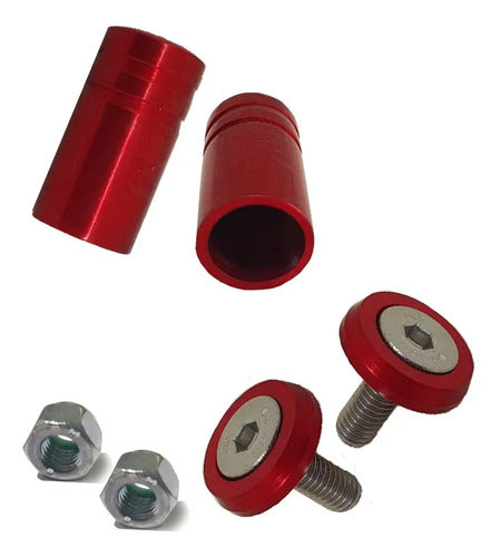 Kit Moto Parafuso De Placa E Tampa Válvula Redonda - Vermel