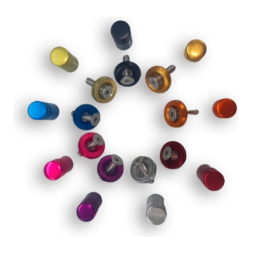 Parafuso De Placa + Tampa De Válvula Moto Redonda - Preto