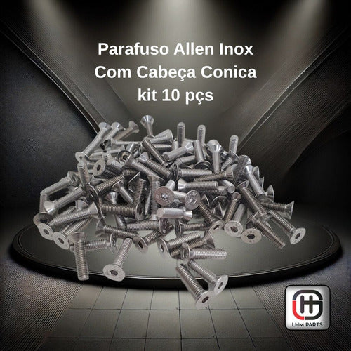 Parafuso Allen Inox Com Cabeça Conica Chata M6 X 20mm 10 Pçs