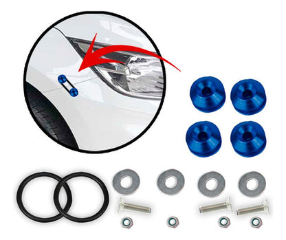 Kit Tow Strap+trava Parachoque+tampa Valvula+parafuso - Azul