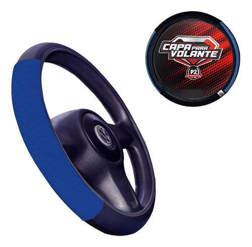 Capa De Volante Em Neoprene Macia Universal Preto E Azul
