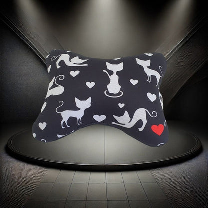 Almofada Apoio Cervical De Pescoço Para Carro - Gato Branco