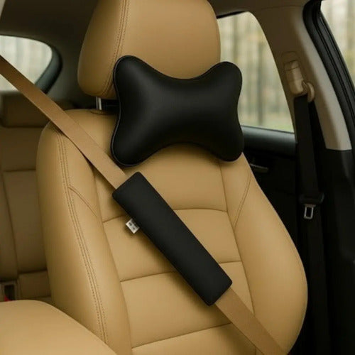 Kit Almofada Cervical + Protetor De Cinto Para Carro Preto