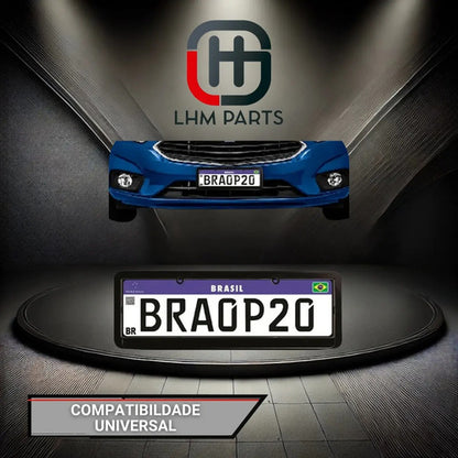 Moldura De Placa Carro Mercosul -universal Preta Lisa - Par