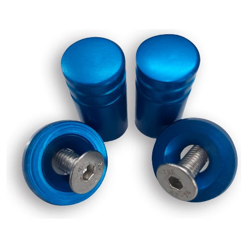 Parafuso De Placa + Tampa De Válvula Moto Redonda - Azul