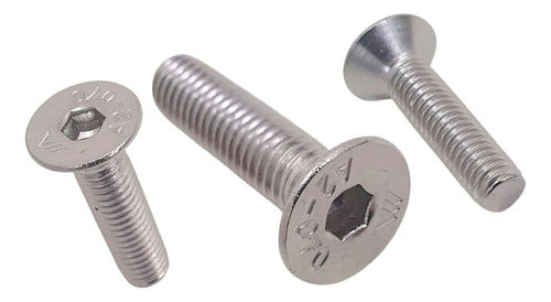 Parafuso Allen Inox Com Cabeça Conica Chata M6 X 20mm 10 Pçs