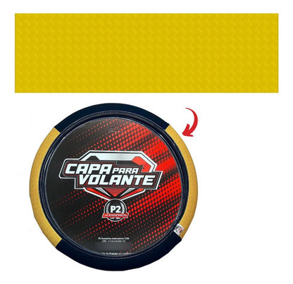 Capa De Volante Em Neoprene Preto - Amarelo