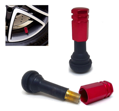 Tampa De Válvula Pneu Carro Sextavada Grande 4pçs - Vermelho