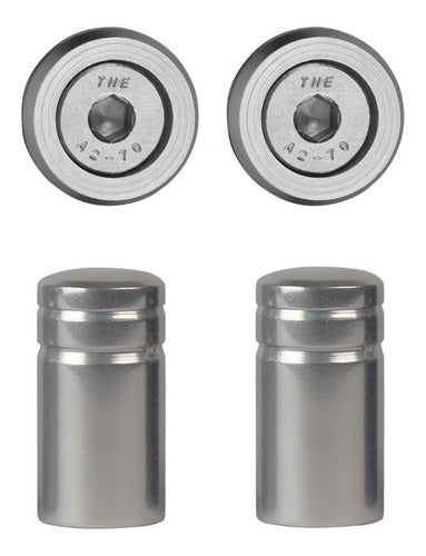 Kit Moto Parafuso De Placa E Tampa Válvula Redonda - Prata