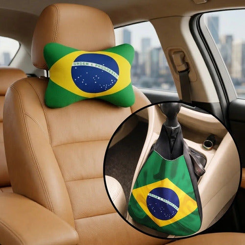 Kit Almofada + Lixeira Cervical Carro Automotivo Segurança Verde