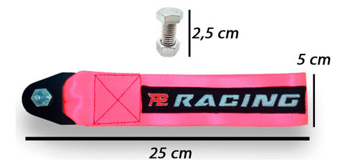 Kit Tow Strap+trava Parachoque+tampa Válvula Parafuso - Rosa