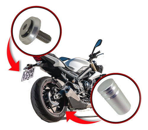 Kit Moto Parafuso De Placa E Tampa Válvula Redonda - Prata