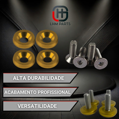 Parafuso / Anilha Placa Carro Anodizado - Amarelo